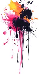 Fototapeta premium Dynamic Abstract Digital Ink with Expressive Blots and Drippings on Minimal White Backdrop