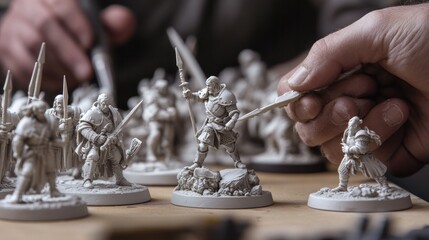 A Hand Painting Unpainted Miniature Figures