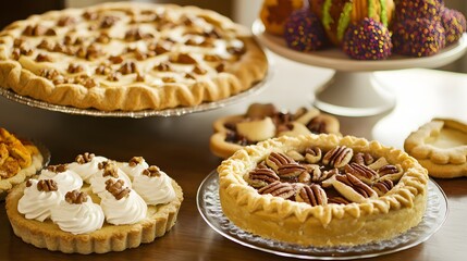 A variety of delicious pies and tarts, perfect for a fall gathering.