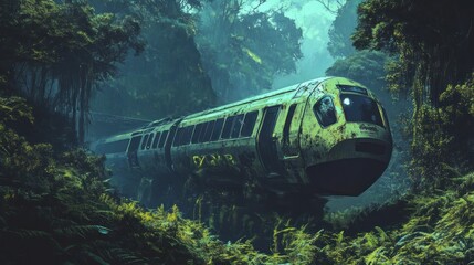 A Rusty Train Car Embedded in Lush Foliage