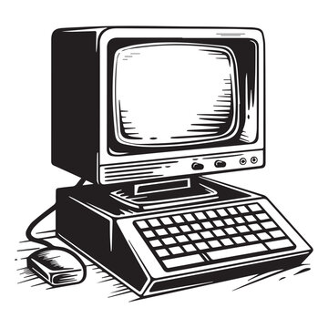 recommend clip art:  Classic Hand-Drawn Vintage Illustration of an Old Computer with Detailed Engraving