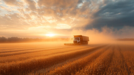 Fototapeta premium combine harvester on a field