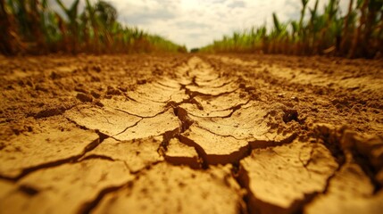 Fototapeta premium Dry field, drought damage.