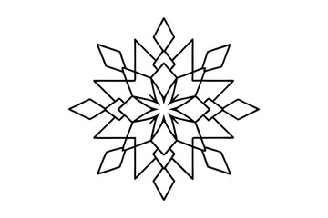 Snowflake Mandala with Intricate, Symmetrical Winter Patterns - Bold, Clear Lines for Coloring