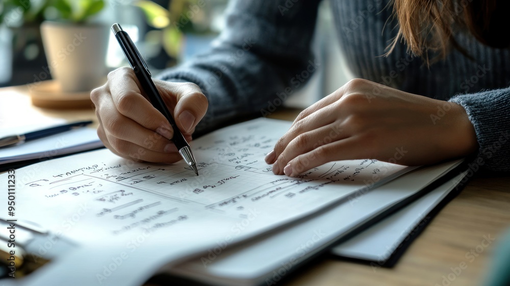 Poster Close-up of a Hand Writing in a Notebook