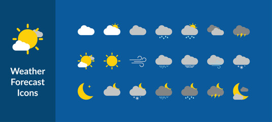 Weather forecast icon set. Vector illustration of weather forecast icon set.