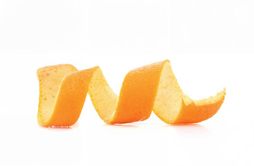 Close-Up of Fresh Orange Twist Isolated on White Background