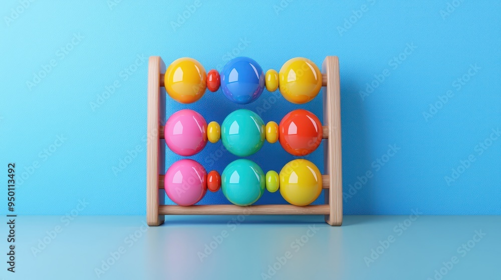 Aufkleber modern 3d render of colorful abacus with bright beads in high luminosity setting,generative ai