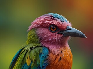 High-Detail Macro Image of a Brightly Colored Bird Showcasing Its Feathers and Patterns