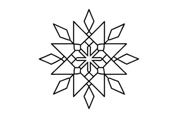 Snowflake Mandala with Intricate, Symmetrical Winter Patterns - Bold, Clear Lines for Coloring