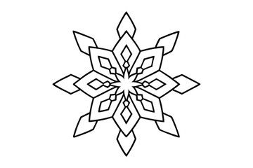 Snowflake Mandala with Intricate, Symmetrical Winter Patterns - Bold, Clear Lines for Coloring