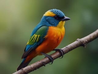 Obraz premium High-Detail Macro Image of a Brightly Colored Bird Showcasing Its Feathers and Patterns