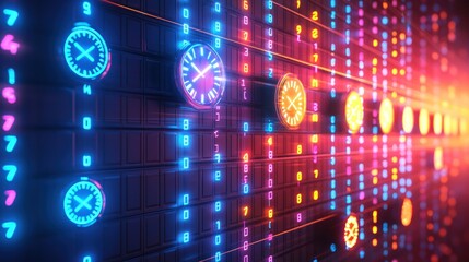 Radiant 3D School Timetable with Floating Clocks on Abstract Background - High Luminosity Educational Concept in 8k Resolution,Generative Ai