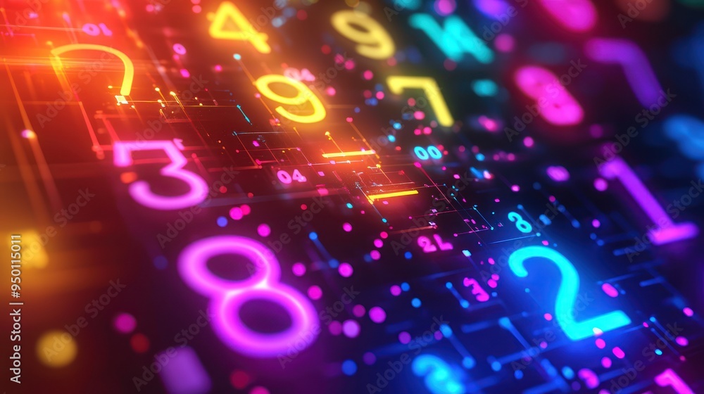 Poster illuminated math symbols on chalkboard - 3d render for modern numeracy study in high luminosity 8k r
