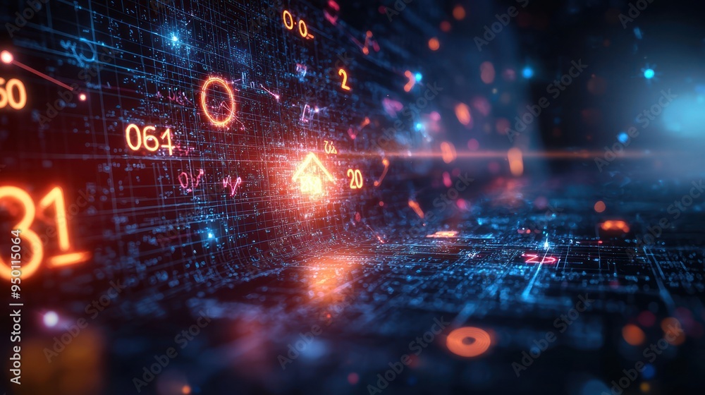 Poster illuminated math symbols on chalkboard - high-resolution 3d render for modern numeracy study | 8k qu