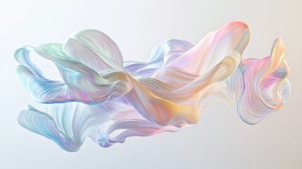 Abstract iridescent swirl of fabric against a light background
