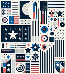 Obraz premium Geometric composition of American stylized icons and signs