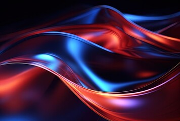 Fototapeta premium abstract blue and red wavy ribbons with red lines