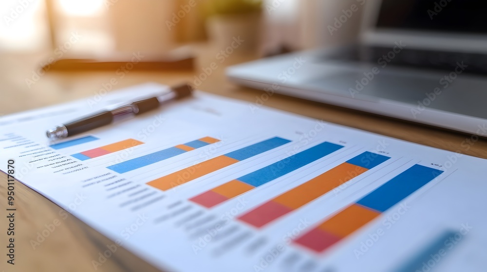 Poster detailed financial chart displaying key business data and performance metrics on a neutral clean bac