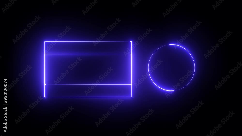 Aufkleber blue color neon end screen frame isolated on black background, seamless loop. animation of rectangle