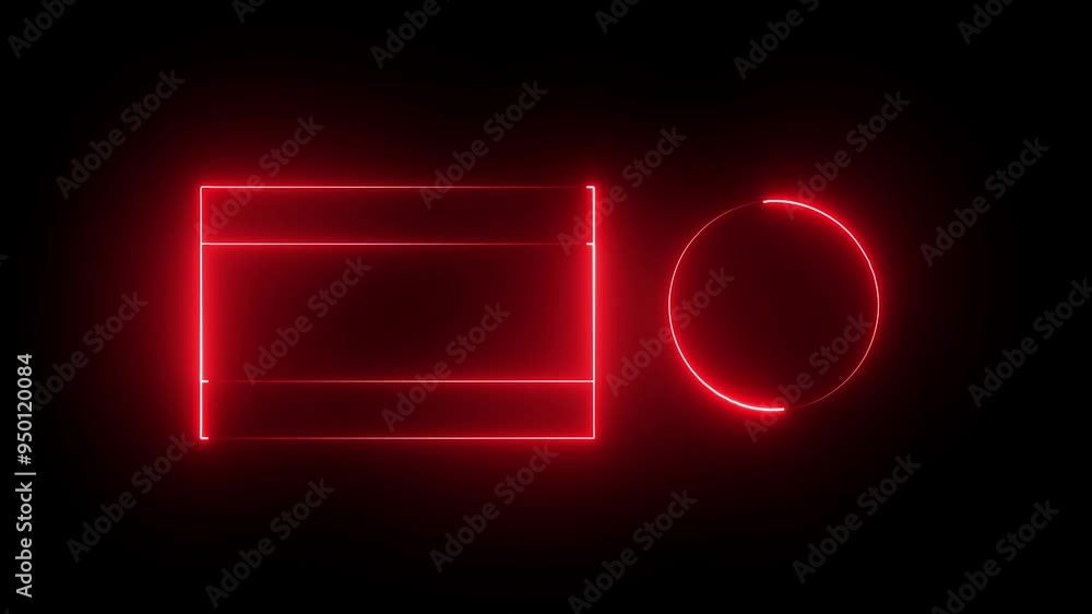 Aufkleber red color neon end screen frame isolated on black background, seamless loop. animation of rectangle 