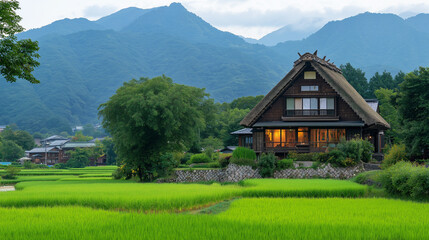 Fototapeta premium Traditional wooden Japanese house