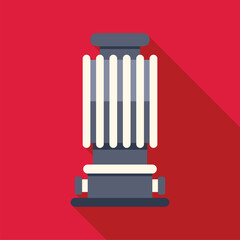 Water pump icon showing long shadow style on a red background