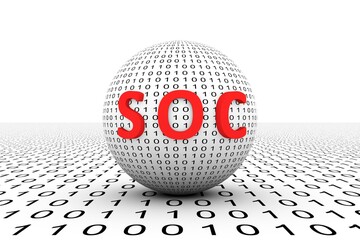 SOC conceptual sphere binary code 3d illustration