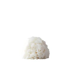 Closeup of white rice grains  isolated on background resembling dessert ingredients