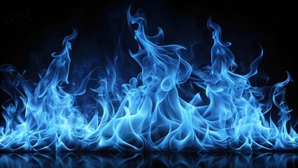 Mystical blue fire flames dancing against a dark background , magic, enchanted, mystical, ethereal, flaming, blue fire