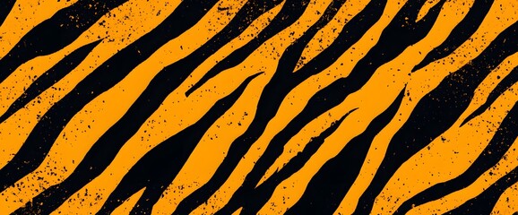 Abstract grunge orange and black tiger stripe pattern.