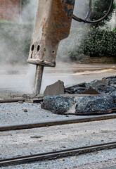 drill asphalt large block old renovation road Den Haag The Hague Netherlands