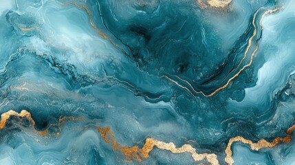 Fototapeta premium A stunning abstract turquoise and gold marble texture, perfect for backgrounds, website designs, and artistic projects.