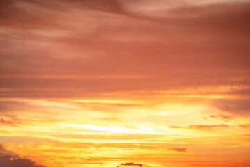 Beautiful , luxury soft gradient orange gold clouds and sunlight on the blue sky perfect for the background, take in everning,Twilight, Large size, high definition landscape photo
