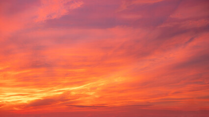 Beautiful , luxury soft gradient orange gold clouds and sunlight on the blue sky perfect for the background, take in everning,Twilight, Large size, high definition landscape photo