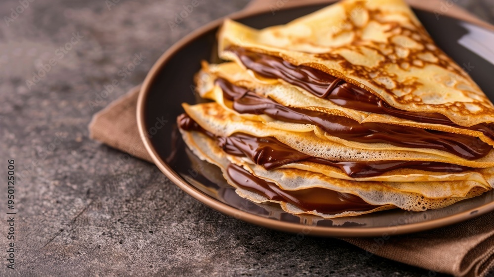 Aufkleber freshly made crepes filled with rich gooey nutella hazelnut spread folded into a delightful presenta