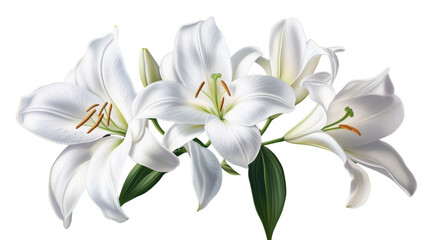 a cluster of delicate white lilies with subtle shadows, Vivid Carnations, Radiant Carnations, Elegant Contrast, Carnation Symphony, Dynamic Harmony,  on a transparent backgrounds 