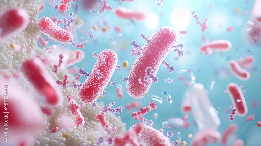 Aufkleber cutting-edge 3d microbial reactions in laboratory setting - high-quality c4d render with super detai