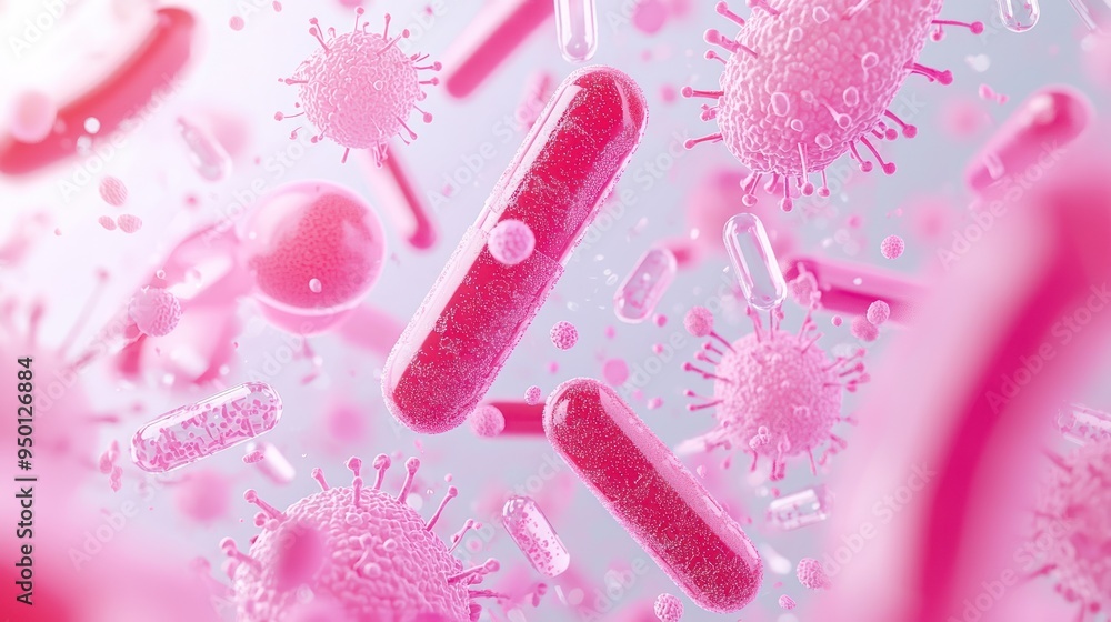 Poster cutting-edge 3d microbiology lab scene testing bacteria for drug efficacy - high quality c4d render 
