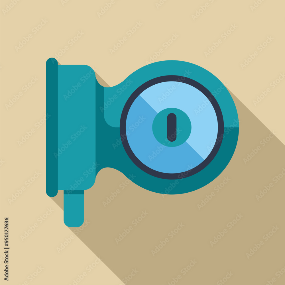Poster water meter icon in flat style with long shadow, isolated on a light background