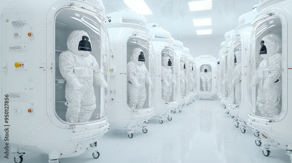 Poster futuristic high-tech bacterial incubator in laboratory setting - 3d render with superior detail and 