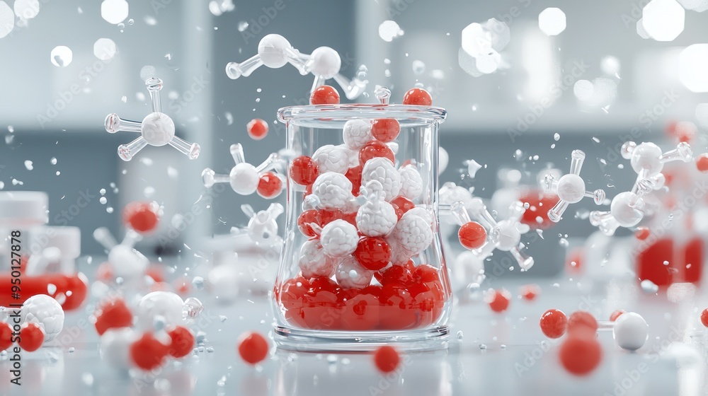 Aufkleber advanced 3d lab environment for microbial gene expression study with high detail and luminosity, gen
