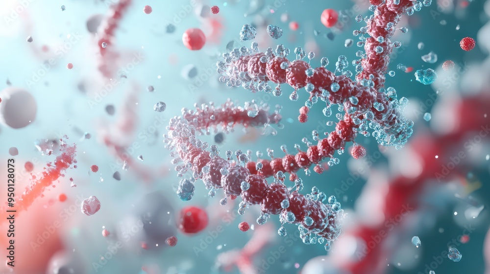 Poster advanced 3d microbiology laboratory with bacterial rna sequencing in high detail - 8k c4d render for
