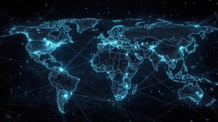 Obraz premium World map with digital trading lines, network world, international trade