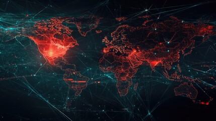 World map with digital trading lines, network world, international trade