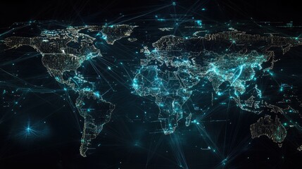 Obraz premium World map with digital trading lines, network world, international trade