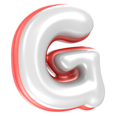 G Font Red And White 3D Rendering