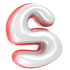 S Font Red And White 3D Rendering