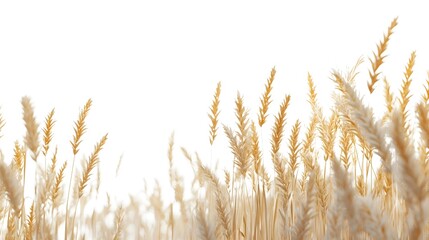 Fototapeta premium Lush Wheat Field with Golden Stalks Swaying in Warm Sunlit Breeze on Clean Minimal Background