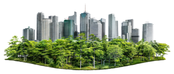 PNG Urban skyline with lush greenery